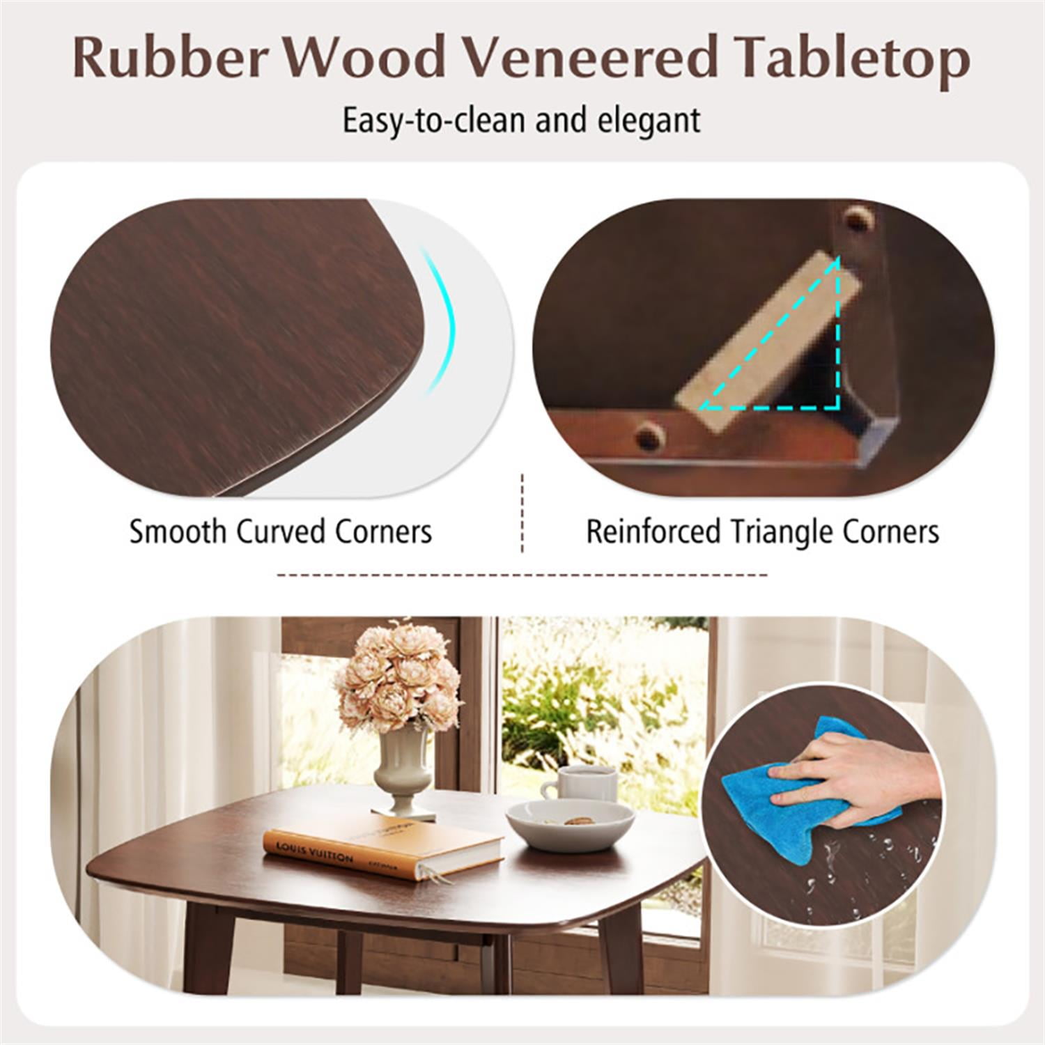 Demi Bonn 3-Piece Dining Table Set with 2 Chairs, 32" Wooden Square Kitchen Table Set, Perfect for Small Space, Brown