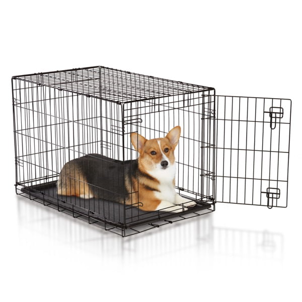 Easy Crate Single Door Metal Dog Crate, Black, M/L, 36"