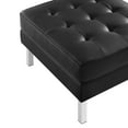 thumbnail image 3 of Modway Loft Tufted Vegan Leather Upholstered Living Room Ottoman in Silver Black, 3 of 7