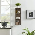 thumbnail image 3 of Danya B. Recife Vertical Three-Tier Modern Shadow Box Cube Display Wall Shelf - Hickory, 3 of 11
