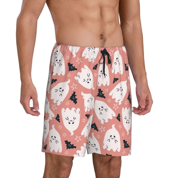 Mens Pajama Pants - Halloween Cute Ghost Sleep Shorts Mens Pajama Shorts, Comfy Pj Pants for Mens Lounge Shorts