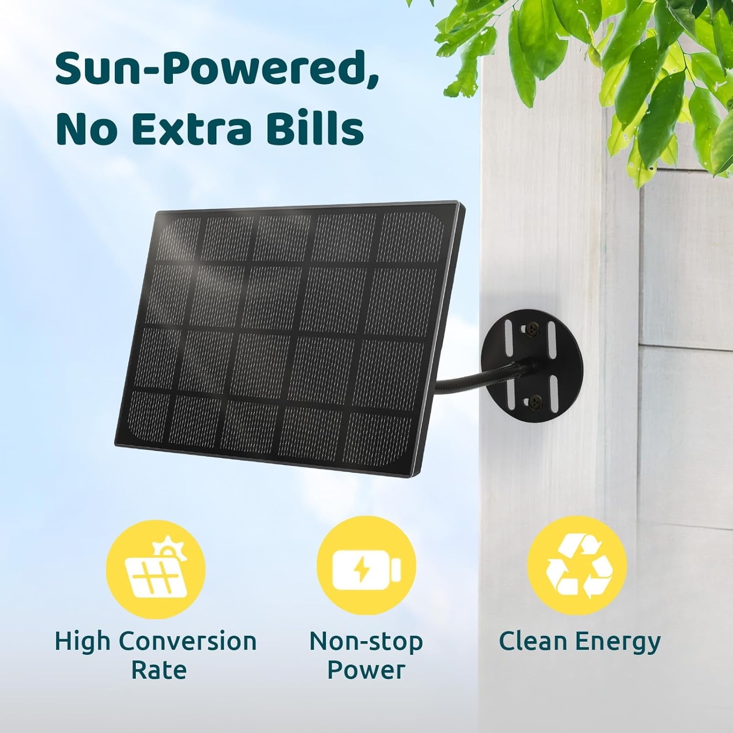 Netvue Type C Solar Panel for Birdfy, IP65 Waterproof for Outdoors, 5W Continuously Power Supply, 360° Swivel Bracket