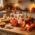 thumbnail image 6 of AZXY Halloween Tote Bag for Women, Quilted Cotton Shoulder Handbag with Pumpkin Autumn Leaf Pattern, Reusable Sturdy Handles for Trick‑or‑Treating Fall Thanksgiving Holiday Daily Shopping, 6 of 6