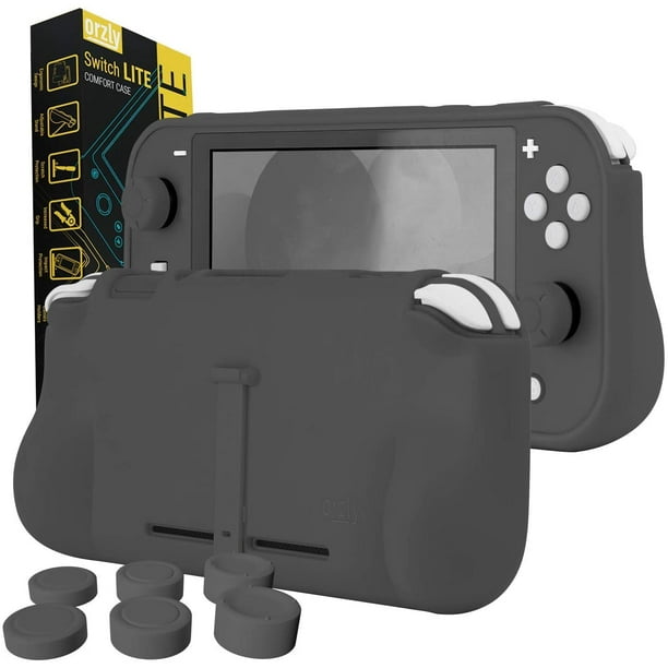Étui Orzly Grip pour Nintendo Switch Lite - Étui avec poignées rembourrées  confortables, béquille, lot de poignées pour le pouce - Gris 