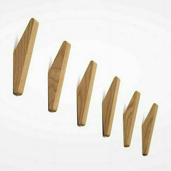 Set of 6 vintage wooden coat hooks, wooden coat hooks, load capacity 5 kg, wall coat hooks, bathrobe coat hooks, hat coat hooks, coat hooks, multi-use coat hooks, key coat hooks (set of