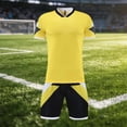 thumbnail image 4 of BRGZLK Kids Soccer Jerseys Summer Boys Girls Breathable Comfortable Short Sleeve Tops and Shorts Athletic Jersey Training Uniforms Outfits Yellow XS, 4 of 5