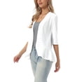 thumbnail image 4 of INSPIRE CHIC Lightweight Cardigan for Women Summer 3/4 Sleeve Open Front Netted Knit Ruffle Cardigans Cover Ups S White, 4 of 6