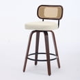 thumbnail image 6 of LEGAHOME Bar Stools set of 2, 26” Swivel Counter Height Bar Stools with Cane Rattan Back and Linen Seat, Modern Farmhouse Bar Stools for Kitchen Island, Bar, Dining Room, Walnut + Beige, 6 of 9