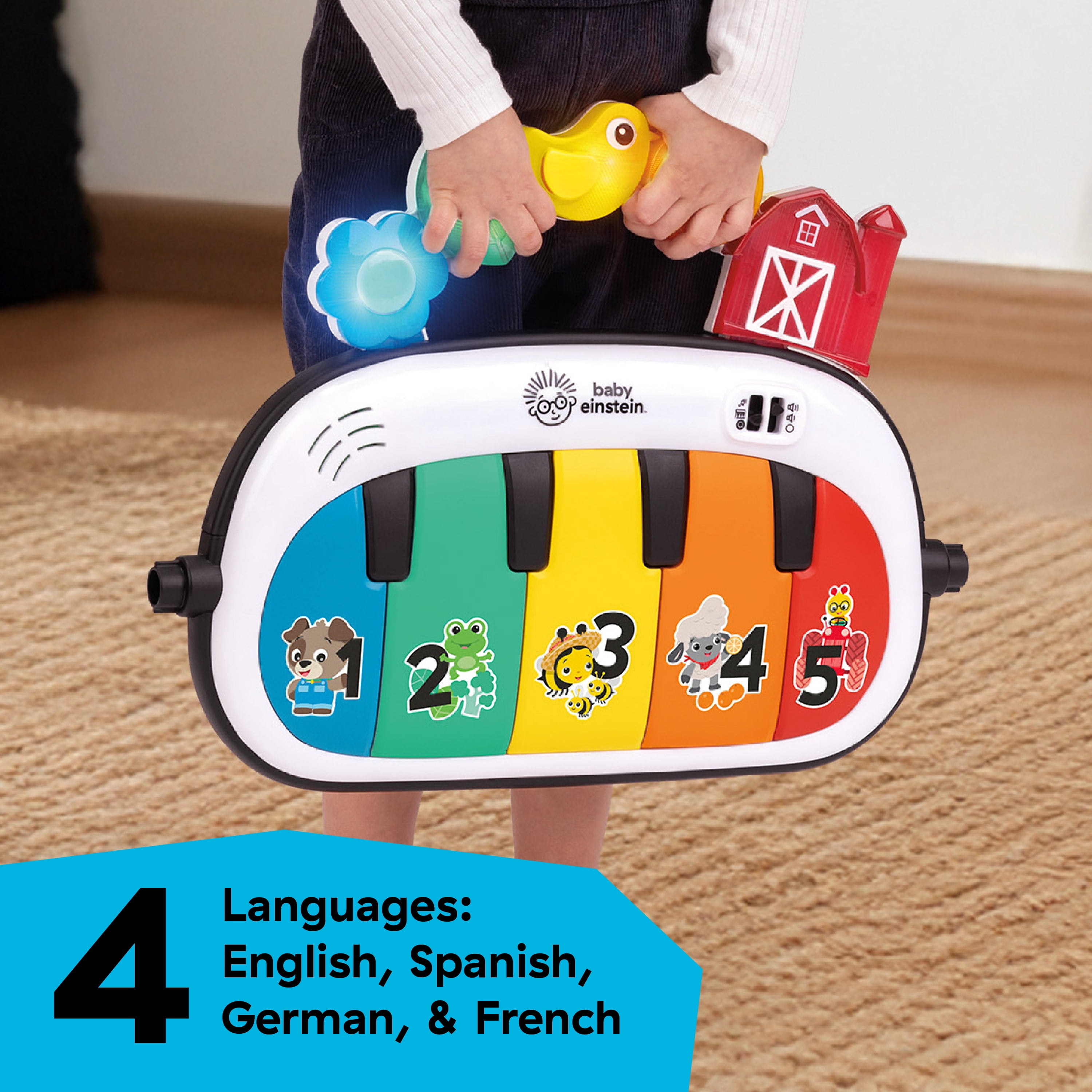 Baby Einstein Farm Explorers 4-in-1 Kickin’ Tunes Musical Meadow Music & Language Discovery Gym, Ages 0+ Months