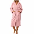 thumbnail image 3 of AnuYalue Womens Plush Fleece Robe Soft Cozy Long Bathrobe Warm Housecoat with Pockets Winter Long Sleeve Nightgown, 3 of 9