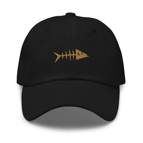 Clishirt Adult Unisex Embroidered Old Gold Fish Adjustable Black Classic Dad Hat