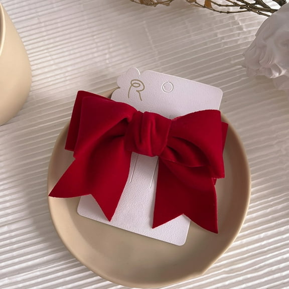 Red Big Bow Hairpin Elegant Girls Velvet Barrettes Fashion Hair Accessories for Children
