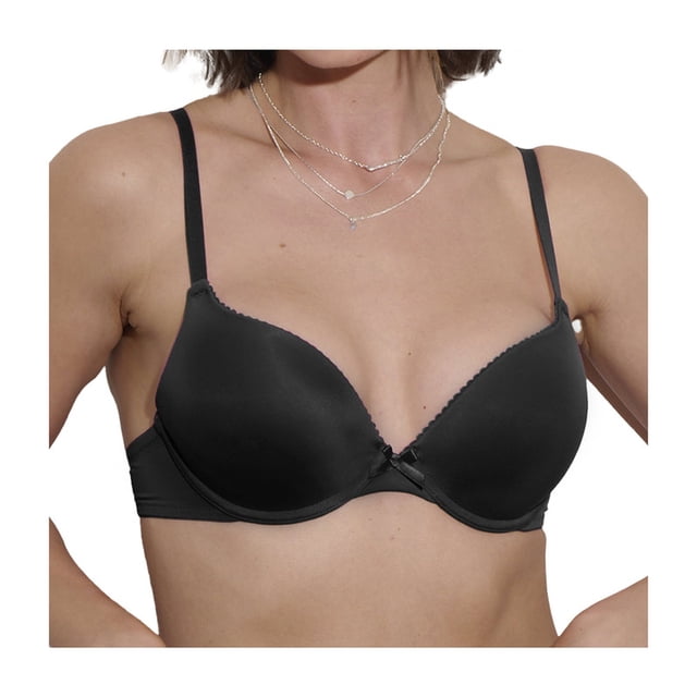 Brassiere Liso Vicky Form para Mujer, Varilla en Copa con Detalle de Moño en Centro Negro Talla 36B