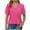 Hot Pink, variant on WIZUTIZ Womens Shirts up to 50% Off Oversize Vintage Loose Fit Shirts V-Neck Ladies Blouse Work Out Short Sleeve Fluffy Tee Elegant Retro Linen Tshirts Tops Summer-Beach Plus Solid Tshirt T-shirt