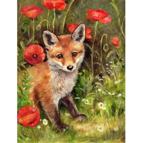 Fox Cub by Debbie Cook Flag Canvas House Size
