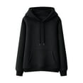 thumbnail image 2 of Brondbend Womens Hoodies Womens Pullovers Long Sleevesolid Color Front Pocket Fleece Sweatshir with Drawstring Oversized Fall Winter Comfortable Party Workout Warm Top (Black), 2 of 7