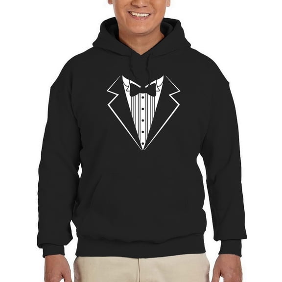 Formal Tuxedo Drawn Hoodie Men -GoatDeals Designs, Male XX-Large