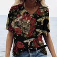 thumbnail image 1 of Camiseta Vintage con estampado 3D de calavera para mujer, blusas con cuello en V, Jersey informal de manga corta, Tops de gran tamaño, ropa Harajuku, camisetas de verano, 1 of 4