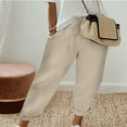 thumbnail image 2 of Lmnyox Cotton Linen Capris for Women Wide Leg Drawstring Capri Pants with Pocket Summer Casual Beach Capris, 2 of 6