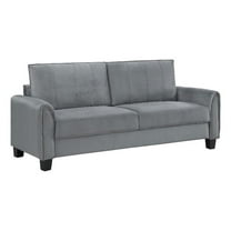 Pemberly Row Traditional Velvet Upholstered Rolled Arms Sofa Gray