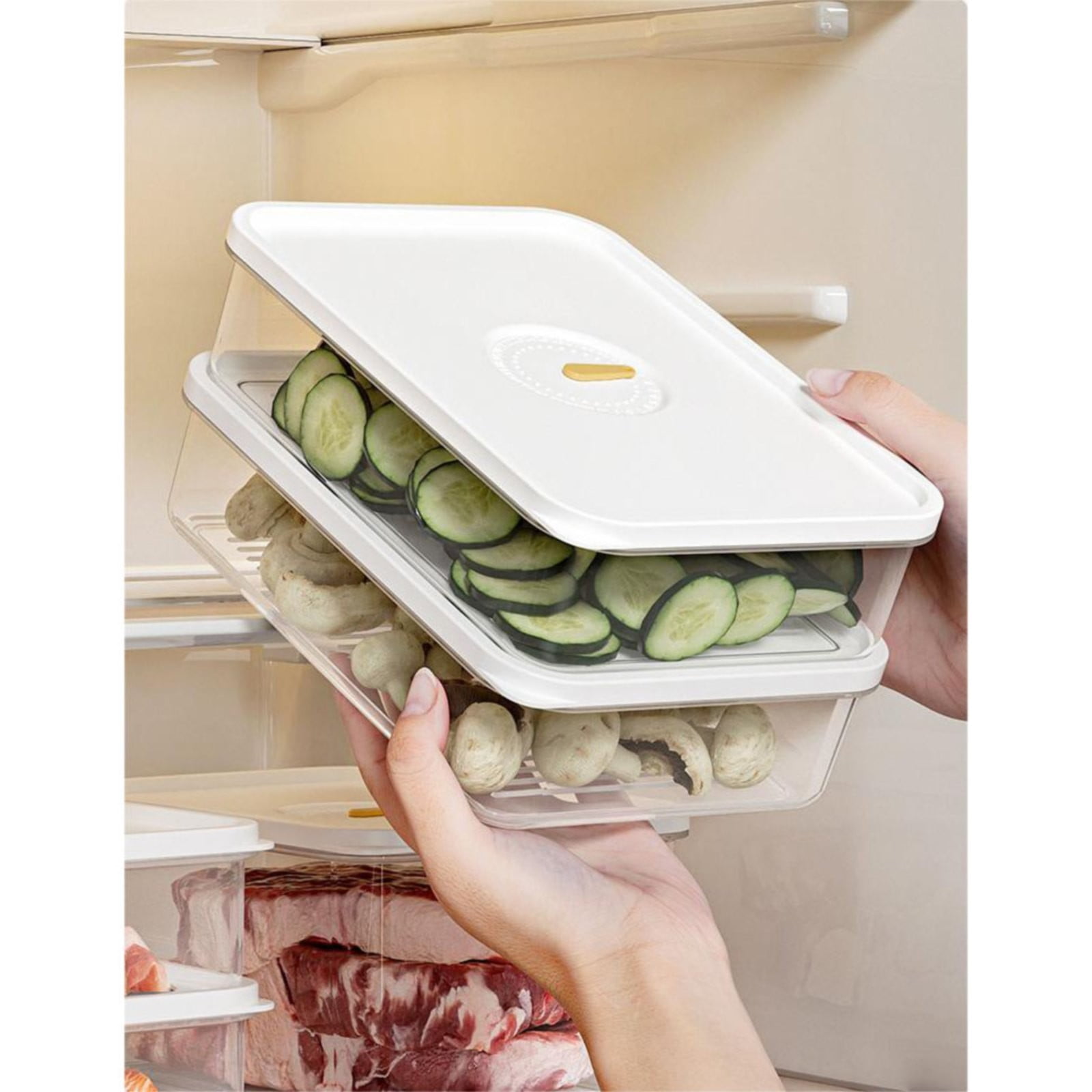 Storage Container,Plastic Food Storage Organizer,Meal Prep Containers with Lids,Stackable See-Through Organizing Solution,Portable Freezers,Durable Storage Container for Freezer and Dishwashe(370ml)