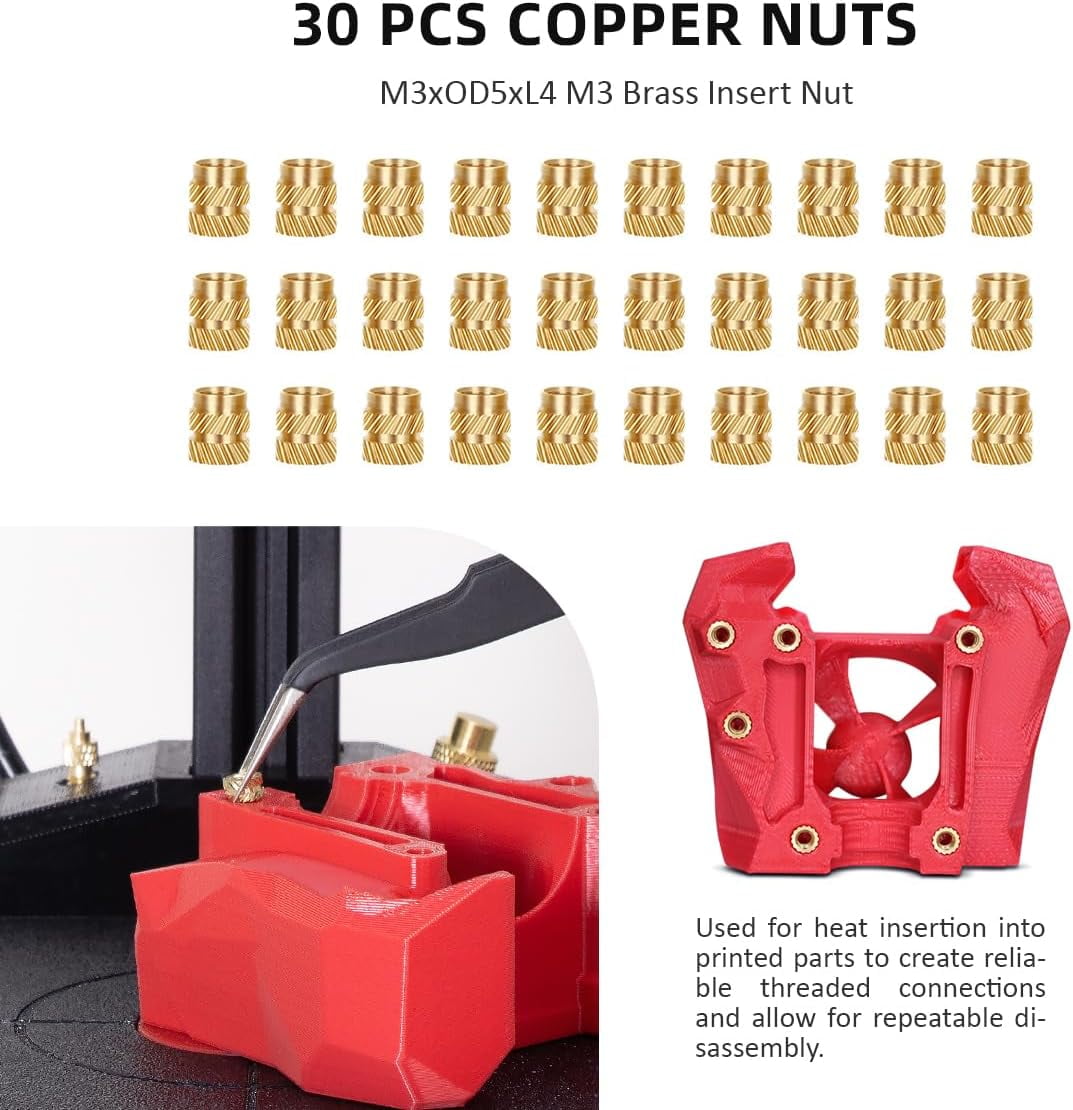 Vertical Heat Set Insert Tool Pressing Machine with 90W Soldering Iron, Heat Set Tips M2-M8, 30PCS Brass Nuts Threaded Inserts for 3D Printed Part