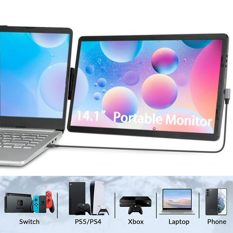 Sarkoyar 14.1 Inch FHD IPS Portable Monitor,Laptop Screen Extender,Laptop  Monitor Extender,Portable Laptop Extended Monitor, External Screen 