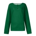 thumbnail image 3 of ASDFVBKG Womens Long Sleeve Henley Shirts Button Down Solid Casual Pullover Waffle Comfortable Fashion Blouse Loose Fall Winter Tunics Tee Tops Dark Green XL, 3 of 5
