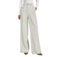 thumbnail image 2 of High Waisted Pants for Women Loose Casual Business Office Dress Pants Trendy Flowy Straight Leg Slacks with Pockets White L, 2 of 6