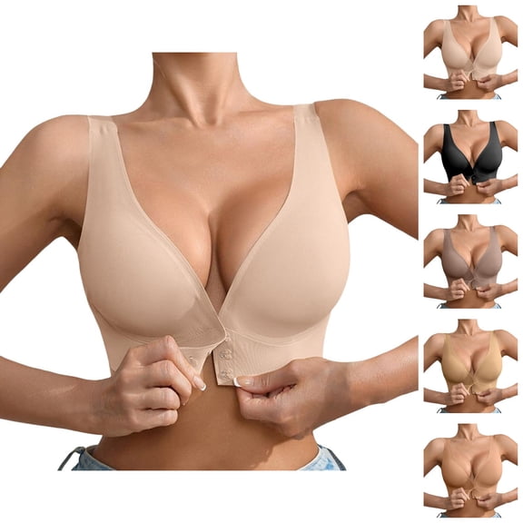 Front Closure Bras for Women Seamless Wide Strap Wireless Push Up Lightweight Bralette Comfortable Everyday Bras