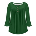thumbnail image 4 of Dyegold 3/4 Length Sleeve Pleated Tops For Women Fall Fashion 2023 Button Up V Neck Dressy Casual Tunic Shirts Loose Blouse, 4 of 4