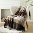 thumbnail image 3 of Brown Plaid Throw Blanket for Couch,Lightweight Farmhouse Throw Blankets,Fall Decor,50"x60", 3 of 8