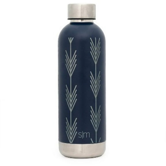 simple modern bolt arrows 17oz water bottle stainless steel deep ocean blue