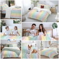 thumbnail image 5 of Queen 4 Piece Bedding Set Rainbow Stripes Gradient Soft Breathable Duvet Cover and Pillowcase, Pastoral Watercolor Line Duvet Cover Set Bed Sheets for Bedroom Dormitory Guest Room, 5 of 9