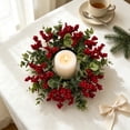 thumbnail image 6 of Christmas Candle Ring Wreath – Simulated Flower Centerpiece, 7.9 Inch Festive Ring for Dining Table Wedding Party Decor, Multicolor, 6 of 6