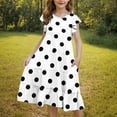 thumbnail image 7 of TGSLY Girls Polka Dot Printed Dress Cute Summer Tween Boho Flutter Sleeve Tiered A Line Beach Sundress Loose Flowy Dresses with Pockets White 12-13 Years, 7 of 7