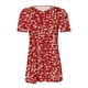 thumbnail image 2 of TaTaai Women's V-Neck Printed Top, Soft Cotton, Relaxed Fit Short Sleeve, Button Accent Ruching, Pullover Style, Casual Daily Wear Spring Summer Multi-Color Options Gift, 2 of 5