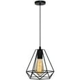 thumbnail image 1 of Lámpara colgante con forma de diamante E27, moderna lámpara de techo industrial para dormitorio, restaurante, comedor, color negro, 1 of 5