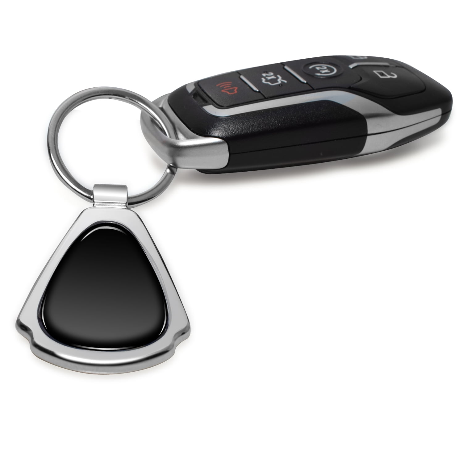 iPick Image for Chevrolet Black Logo Black Dome Chrome Metal Teardrop Key Chain, Official Licensed