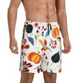 thumbnail image 3 of Rocae Autumn Pumpkins Fall Leaves for Men's Soft Sleep Pajama Shorts, Waistband and Pockets, 3 of 9