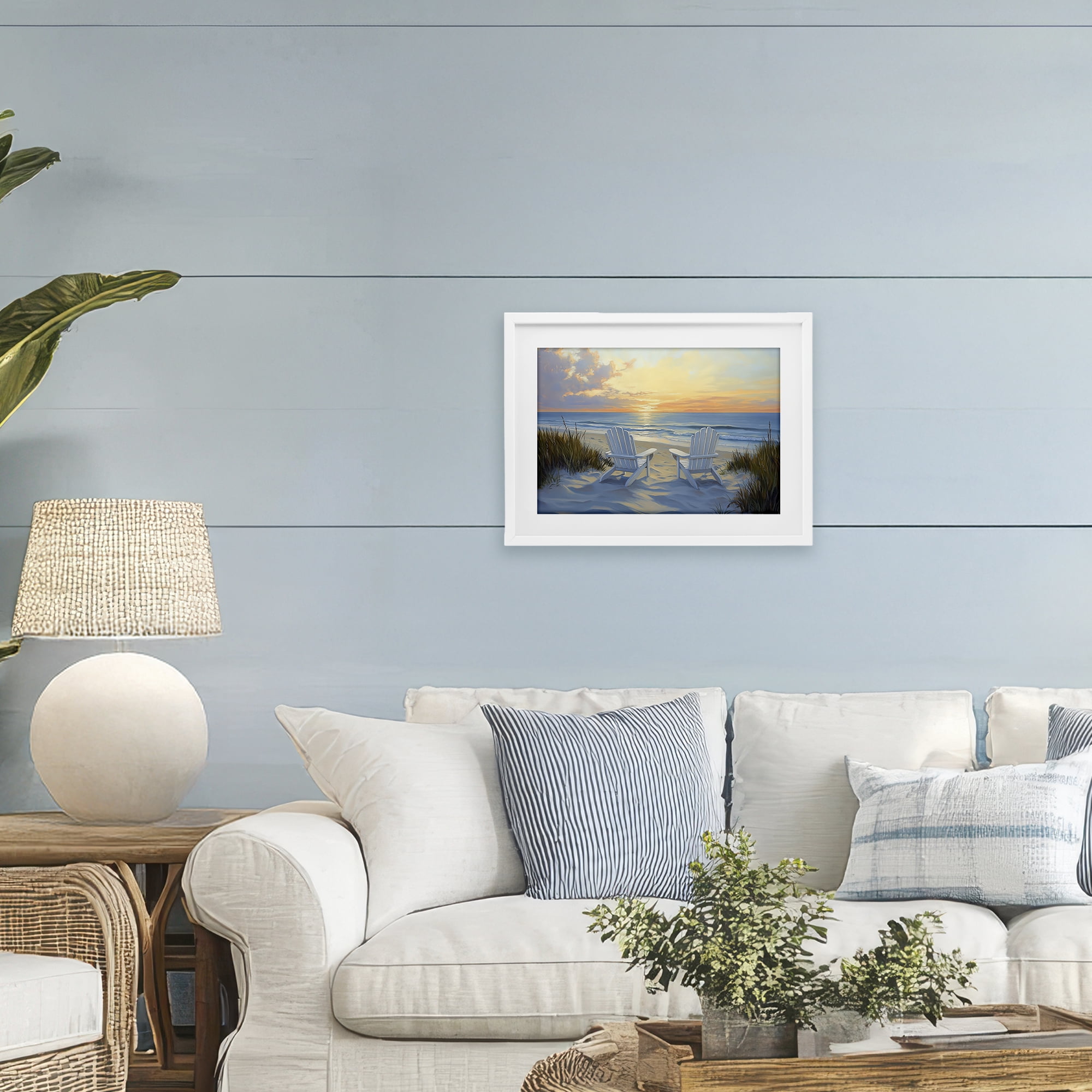 Stupell Industries Calm Beach Sunset Overlook White Framed Print Under Glass, design by Petal Prints Design