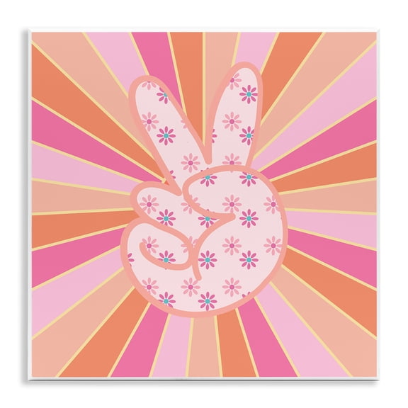 Stupell Industries Eclectic Beaming Peace Sign Hand Wall Plaque Art, 12 x 12, by Jesse Keith