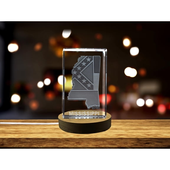 Mississippi 3D Engraved Crystal 3D Engraved Crystal Keepsake/Gift/Decor/Collectible/Souvenir