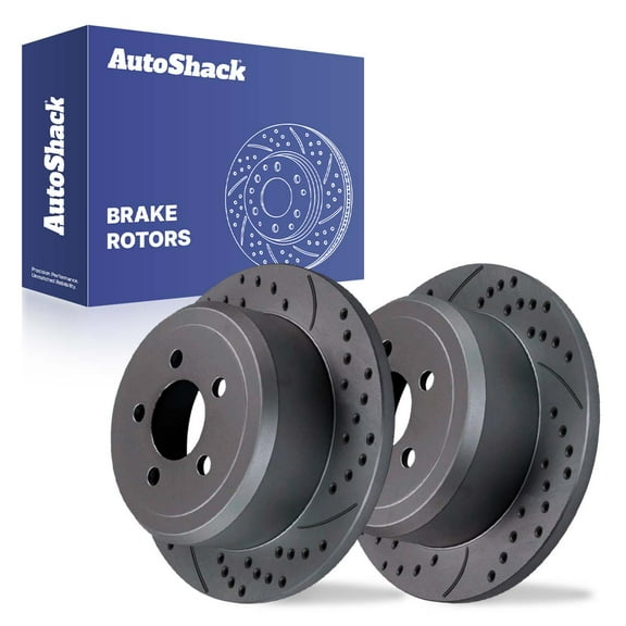 AutoShack 12.45" (316.2 mm) Rear Solid Drilled & Slotted Brake Rotors Coated | Replacement for 2008-2012 Jeep Liberty 2007-2011 Dodge Nitro | Black Matte Finish | 2-PC Set | BlackShield