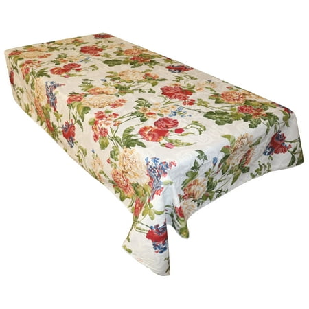 

Cotton Tablecloth Floral Print Geraniums and Azaleas Floral Mix