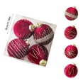 thumbnail image 4 of AYktou 4Pcs Christmas Balls Ornaments, Glittering Flocking Hanging Ball Xmas Tree Decor Set Multiple Style Hanging Balls Pendants Christmas Baubles for Xmas Tree Holiday Party Scene Layout, Wine, 4 of 7