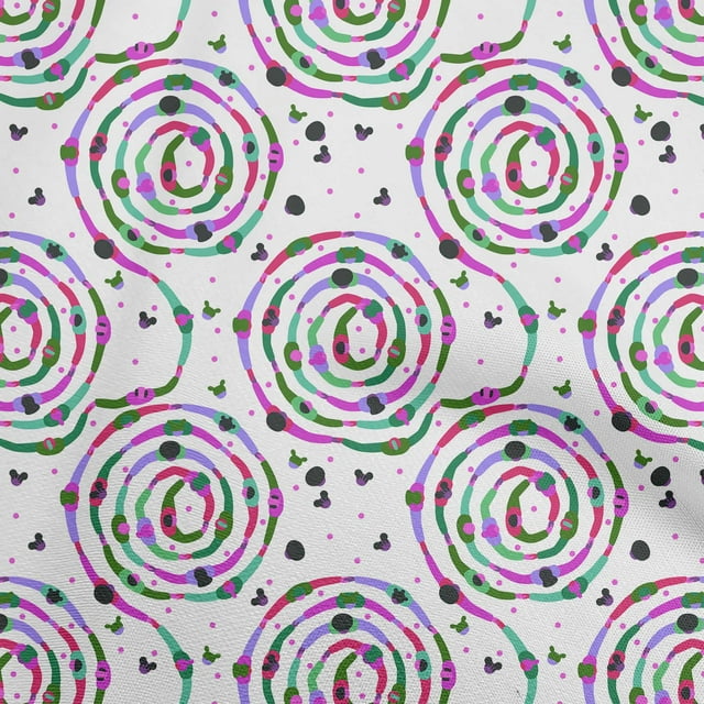 oneOone Georgette Viscose Green Fabric Abstract Circle Fabric For Sewing Printed Craft Fabric By The Yard 42 Inch Wide