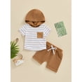 thumbnail image 3 of Musuos Baby Boy Summer Outfits 6 12 18 24M 3T Short Sleeve Striped Hoodie + Rolled Shorts Set Toddler Clothes, 3 of 10