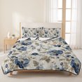 thumbnail image 3 of Queen Quilt Set 90''x96'', Blue Gray Spring Floral Lightweight Summer Bedspread Coverlet Set with 2 Pillow Shams, Vintage Botanical Breathable All Season Quilt Bedding for Bedroom/Guest Room, 3 of 9
