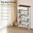 thumbnail image 4 of Narrow Shoe Cabinet with 3 Flip Drawers, Freestanding Shoe Organizer with Drawer, Shoe Storage Cabinet with Metal Handle  for Entryway Living Room, White, 4 of 8